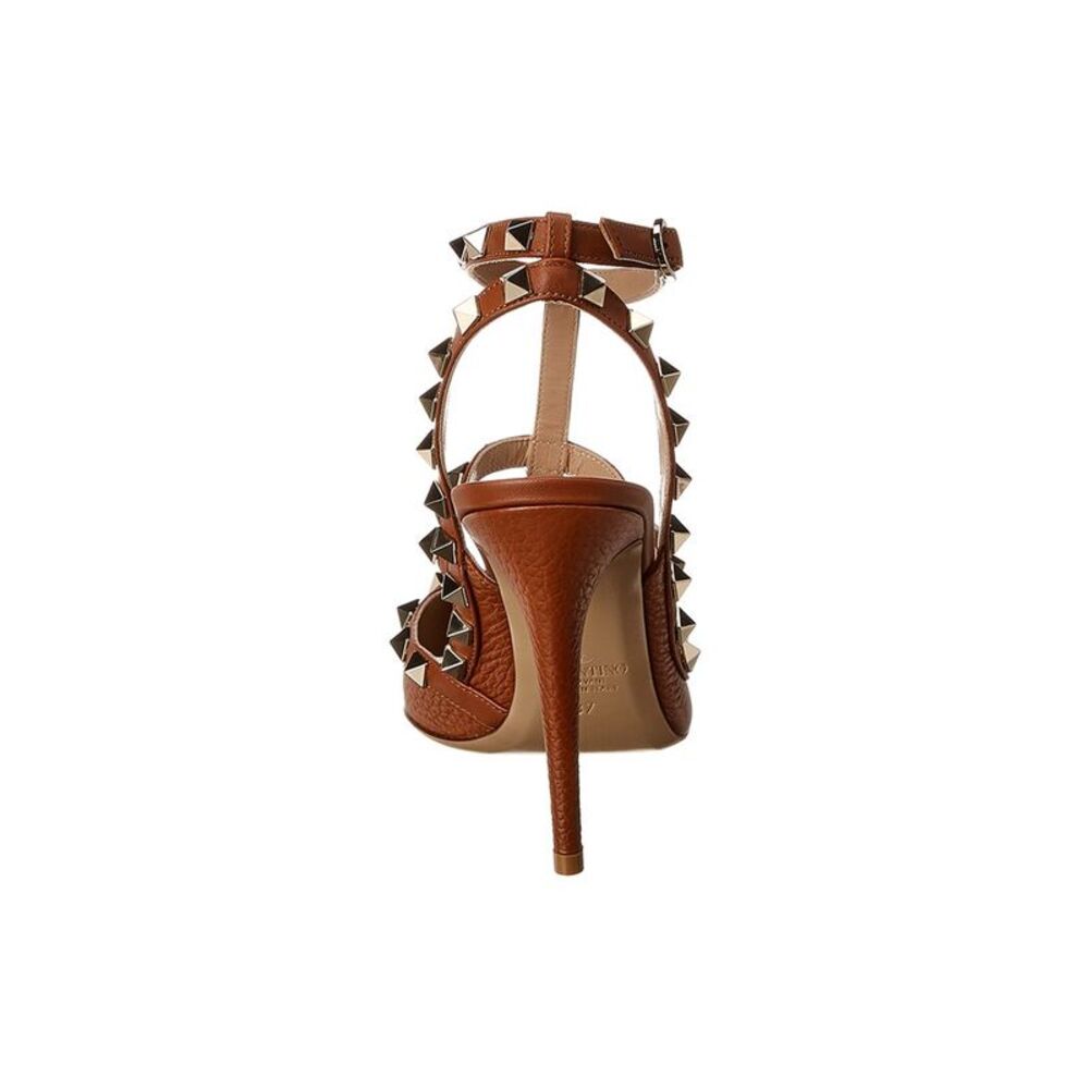Valentino Rockstud Caged 100 Grainy Leather Pump, Brown - Picture 3 of 5